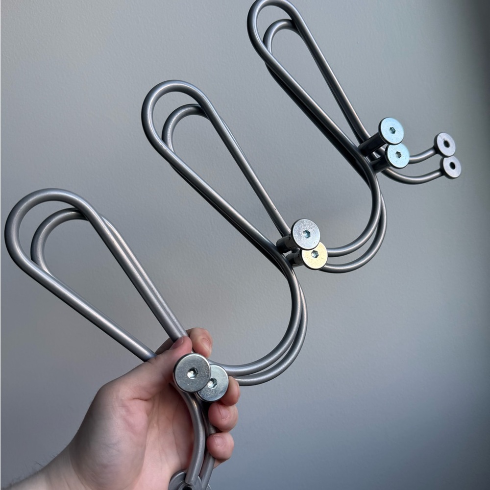 Set of 2 IKEA Vintage c1999 LOGGA Wall Hooks Coat Rack Post Modern Gray Chrome